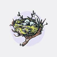 vogel nest illustratie vector