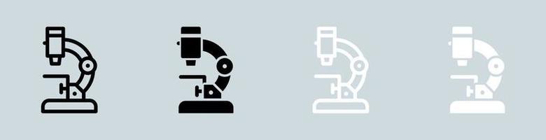 microscoop icoon reeks in zwart en wit. laboratorium tekens vector illustratie.