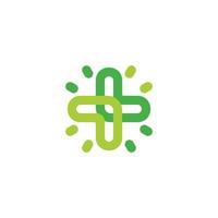 kleurrijk plus medisch schijnen groen blad ontwerp logo vector