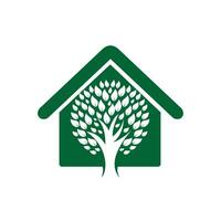 groen huis logo ontwerp. boom huis logo ontwerp. vector