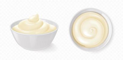 wit kom met mayonaise, kaas saus, yoghurt vector