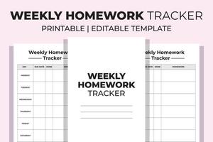 wekelijks huiswerk tracker vector