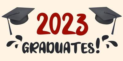 2023 klasse afstuderen, missie compleet. de concept van versieren felicitatie voor school- afgestudeerden. ontwerp voor t-shirt, folder, uitnodiging, groet kaart. illustratie, vector