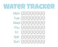 water tracker vector sjabloon. . drinken water controlelijst. water tracker met ijs. vector illustratie. tekening stijl.