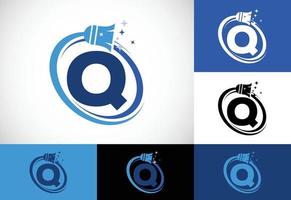 brief q schoonmaak onderhoud logo ontwerp sjabloon, schoonmaak bedrijf logo teken symbool. vector