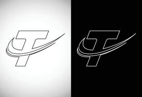 eerste brief t met een swoosh lijn kunststijl logo. modern vector logotype voor bedrijf en bedrijf identiteit.