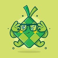 grappig ketupat voedsel karakter mascotte met OK teken hand- gebaar geïsoleerd tekenfilm in vlak stijl ontwerp vector