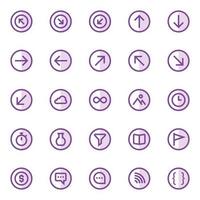 Purper kleur schets pictogrammen voor ui ux. vector