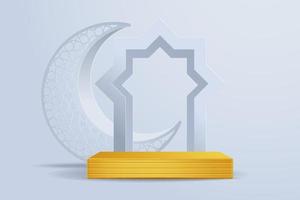 realistisch 3d Islamitisch viering met Islamitisch ornament en Product podium. vector 3d illustratie