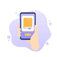 boek lezer app, telefoon in hand- vector