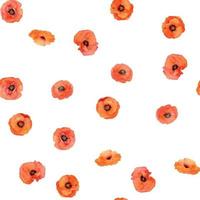 waterverf naadloos patroon met hand- getrokken zomer helder rood papaver bloemen. geïsoleerd Aan wit achtergrond. ontwerp voor uitnodigingen, bruiloft, liefde of groet kaarten, papier, afdrukken, textiel vector