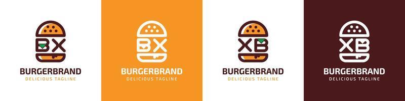 brief bx en xb hamburger logo, geschikt voor ieder bedrijf verwant naar hamburger met bx of xb initialen. vector