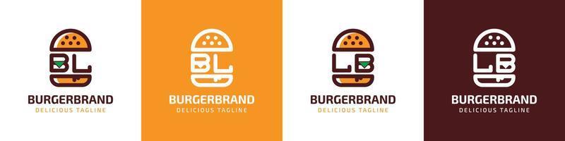 brief bl en pond hamburger logo, geschikt voor ieder bedrijf verwant naar hamburger met bl of pond initialen. vector