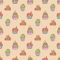 schattig cupcakes en muffins naadloos patroon. vlak vector illustratie