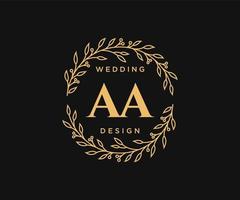 aa initialen brief bruiloft monogram logos verzameling, hand- getrokken modern minimalistisch en bloemen Sjablonen voor uitnodiging kaarten, opslaan de datum, elegant identiteit voor restaurant, boetiek, cafe in vector