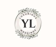 yl initialen brief bruiloft monogram logos sjabloon, hand- getrokken modern minimalistisch en bloemen Sjablonen voor uitnodiging kaarten, opslaan de datum, elegant identiteit. vector