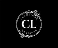 cl initialen brief bruiloft monogram logos sjabloon, hand- getrokken modern minimalistisch en bloemen Sjablonen voor uitnodiging kaarten, opslaan de datum, elegant identiteit. vector