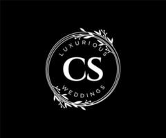 cs initialen brief bruiloft monogram logos sjabloon, hand- getrokken modern minimalistisch en bloemen Sjablonen voor uitnodiging kaarten, opslaan de datum, elegant identiteit. vector