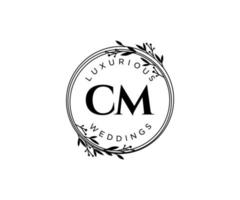 cm initialen brief bruiloft monogram logos sjabloon, hand- getrokken modern minimalistisch en bloemen Sjablonen voor uitnodiging kaarten, opslaan de datum, elegant identiteit. vector