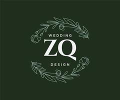 zq initialen brief bruiloft monogram logos verzameling, hand- getrokken modern minimalistisch en bloemen Sjablonen voor uitnodiging kaarten, opslaan de datum, elegant identiteit voor restaurant, boetiek, cafe in vector