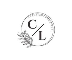 cl initialen brief bruiloft monogram logos sjabloon, hand- getrokken modern minimalistisch en bloemen Sjablonen voor uitnodiging kaarten, opslaan de datum, elegant identiteit. vector