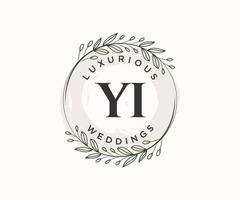 yi initialen brief bruiloft monogram logos sjabloon, hand- getrokken modern minimalistisch en bloemen Sjablonen voor uitnodiging kaarten, opslaan de datum, elegant identiteit. vector