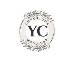 yc initialen brief bruiloft monogram logos sjabloon, hand- getrokken modern minimalistisch en bloemen Sjablonen voor uitnodiging kaarten, opslaan de datum, elegant identiteit. vector