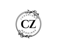 cz initialen brief bruiloft monogram logos sjabloon, hand- getrokken modern minimalistisch en bloemen Sjablonen voor uitnodiging kaarten, opslaan de datum, elegant identiteit. vector