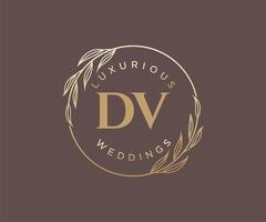 dv initialen brief bruiloft monogram logos sjabloon, hand- getrokken modern minimalistisch en bloemen Sjablonen voor uitnodiging kaarten, opslaan de datum, elegant identiteit. vector