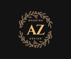 az initialen brief bruiloft monogram logos verzameling, hand- getrokken modern minimalistisch en bloemen Sjablonen voor uitnodiging kaarten, opslaan de datum, elegant identiteit voor restaurant, boetiek, cafe in vector