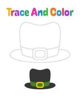 elf van Ierse folklore hoed traceren werkblad voor kinderen vector