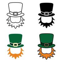 elf van Ierse folklore hoed met baard in vlak stijl geïsoleerd vector