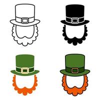 elf van Ierse folklore hoed met baard in vlak stijl geïsoleerd vector