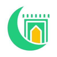 tapijt icoon solide groen geel stijl Ramadan illustratie vector element en symbool perfect.