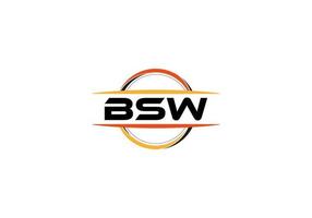 bsw brief royalty Ovaal vorm logo. bsw borstel kunst logo. bsw logo voor een bedrijf, bedrijf, en reclame gebruiken. vector