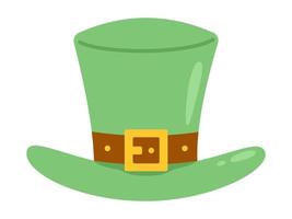 vector groen elf van Ierse folklore hoed in vlak ontwerp. clip art voor vieren st patricks dag. elf hoed met goud gesp.