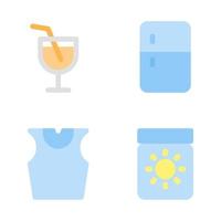 zomer vakantie pictogrammen set. drankje, koelkast, tank bovenkant, zon blok. perfect voor website mobiel app, app pictogrammen, presentatie, illustratie en ieder andere projecten vector