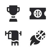 basketbal pictogrammen set. trofee, ticket, handdoek, schieten bal. perfect voor website mobiel app, app pictogrammen, presentatie, illustratie en ieder andere projecten vector