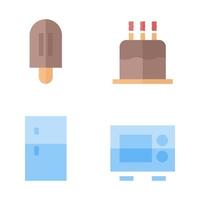 voedsel drinken pictogrammen set. ijs room, taart, koelkast, oven. perfect voor website mobiel app, app pictogrammen, presentatie, illustratie en ieder andere projecten vector
