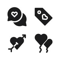 romance pictogrammen set. toespraak bubbel, label, pijl, ballonnen. perfect voor website mobiel app, app pictogrammen, presentatie, illustratie en ieder andere projecten vector