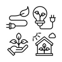 ecologie pictogrammen set. eco energie, lamp, natuur, groen huis. perfect voor website mobiel app, app pictogrammen, presentatie, illustratie en ieder andere projecten vector