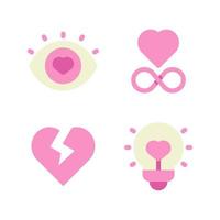 romance pictogrammen set. oog, oneindigheid, gebroken hart, lamp. perfect voor website mobiel app, app pictogrammen, presentatie, illustratie en ieder andere projecten vector