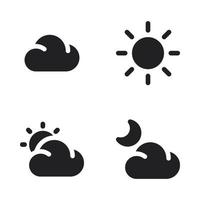 weer pictogrammen set. wolk, zon, wolk zon, nacht. perfect voor website mobiel app, app pictogrammen, presentatie, illustratie en ieder andere projecten vector