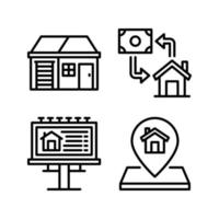 echt landgoed pictogrammen set. huis, aankoop, aanplakbord, pin huis. perfect voor website mobiel app, app pictogrammen, presentatie, illustratie en ieder andere projecten vector