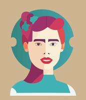 Internationale vrouw dag kaart. etnisch minimalistisch Dames portret vector