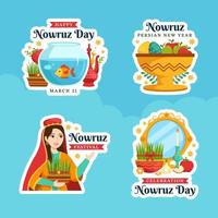 gelukkig Nowruz dag etiket vlak tekenfilm hand- getrokken Sjablonen achtergrond illustratie vector