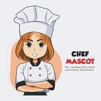 glimlach vrouw chef mascotte logo ontwerp vector illustratie vrij downloaden