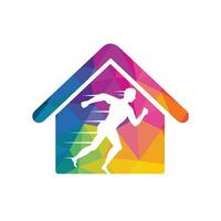 huis rennen icoon logo ontwerp. rennen Mens vector symbool. sport en wedstrijd concept.
