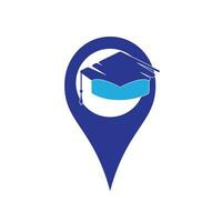 diploma uitreiking pet en GPS punt icoon logo. plaats icoon voor Universiteit. vector logo of icoon ontwerp element voor bedrijven.