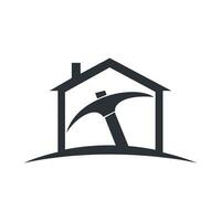 pikhouweel en huis mijnbouw logo ontwerp. mijnbouw industrie logo ontwerp sjabloon. vector